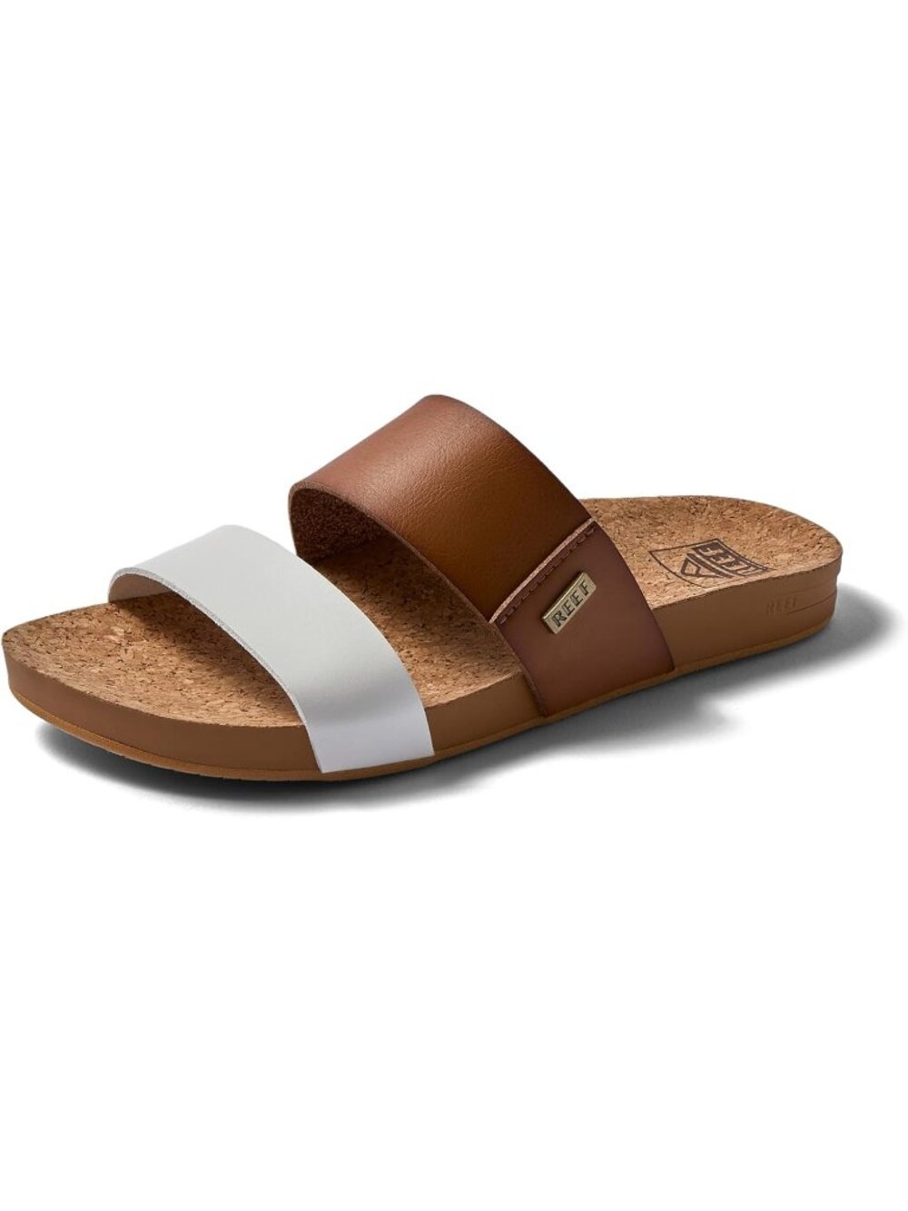 Women's White Duo Open-Toe Footwear Cushion Vista Slide Rubber Sandal Shoes